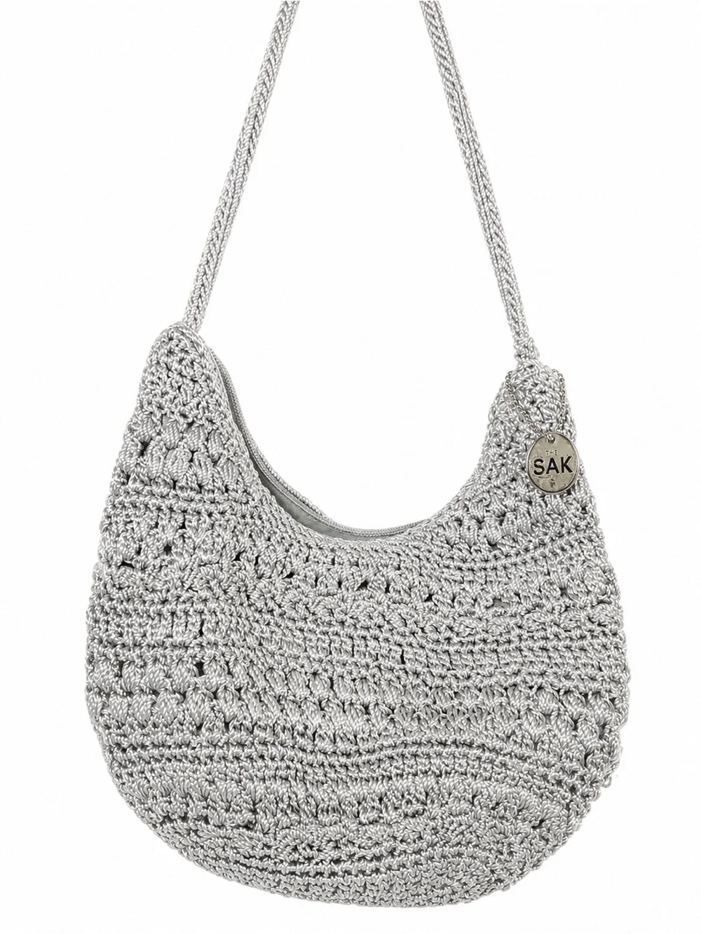 The Sak Silver Crochet Hobo Shoulder Bag